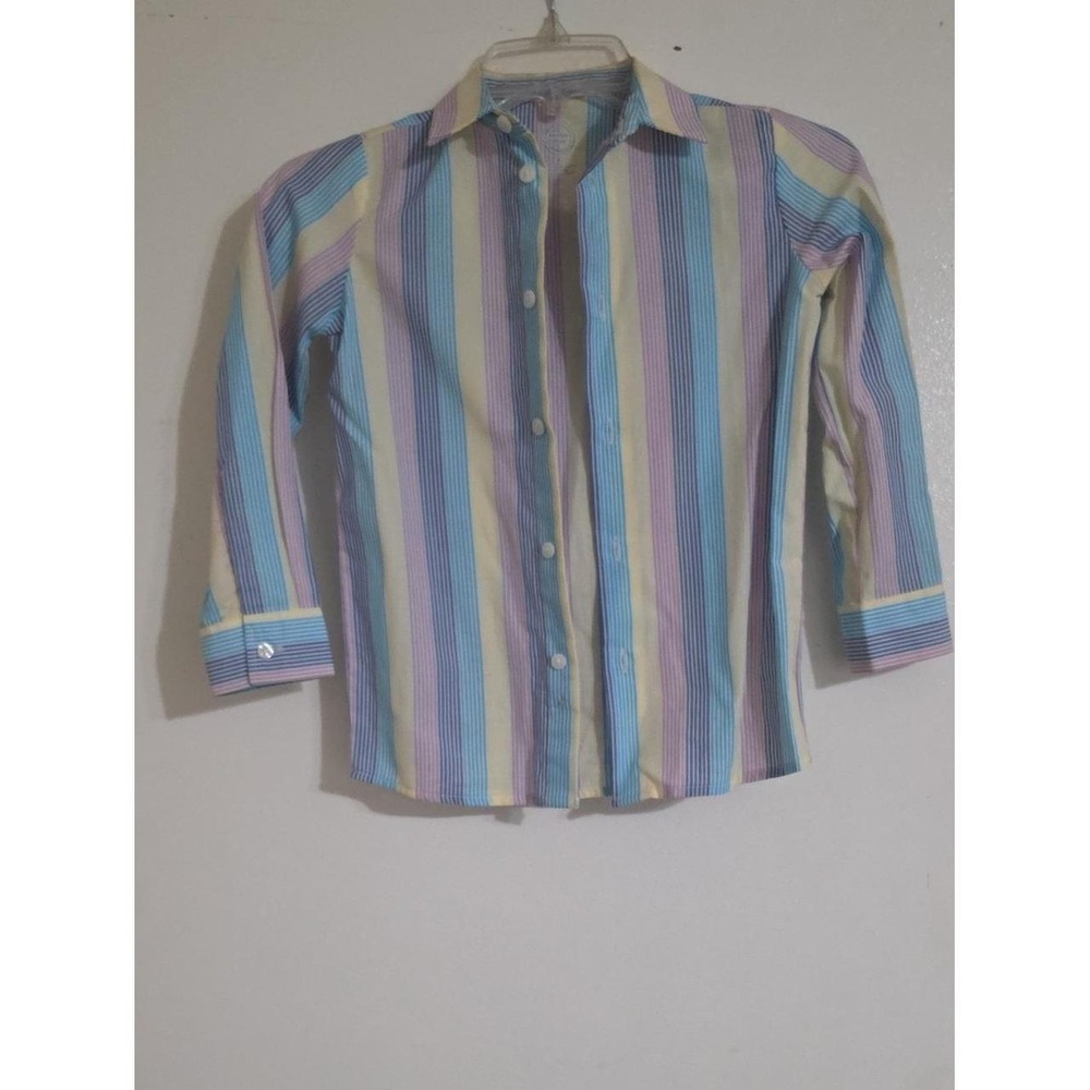 Wonder Nation Boys 2pc Set Beige Khaki Pants & Striped Button‎ Up Shirt Size 6 - Picture 2 of 7